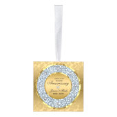 Witte Diamanten & Goud Gouden Huwelijksjubileum Ornament (Rechts)