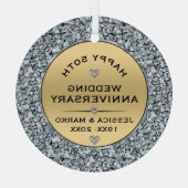 Witte diamanten & gouden 50ste bruiloft Jubileum Glas Ornament (Achterkant)