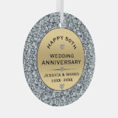 Witte diamanten & gouden 50ste bruiloft Jubileum Glas Ornament (Voorkant Rechts)