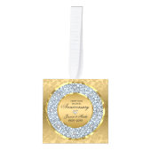 Witte Diamanten & Gouden Bruiloft Jubileum Ornament (Voorkant)