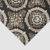 Witte diamanten, gouden rand mandala glamour ontwe tissuepapier (Detail)