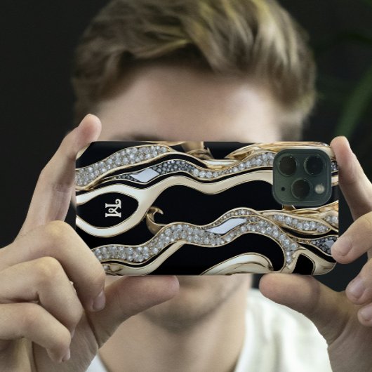 Witte diamanten, gouden rand mandala ontwerp Case-Mate iPhone case