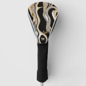 Witte diamanten, gouden rand mandala ontwerp golfheadcover (Voorkant)
