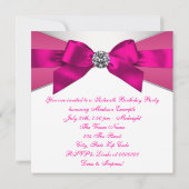 Witte Diamanten Heet Roze Verjaardagsfeest Kaart (Achterkant)