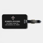 Witte Diamanten Kruis Rood Gem Accent Bagagelabel (Achterkant horizontaal)