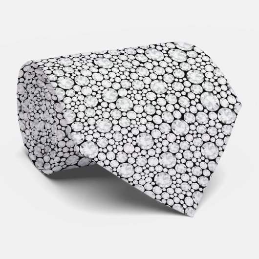 Witte diamanten naadloos patroon stropdas (Opgerold)