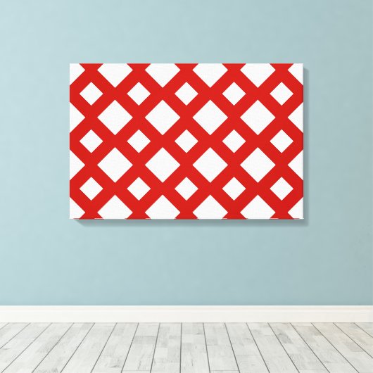 Witte diamanten op rood canvas afdruk (Insitu (Houten vloer))