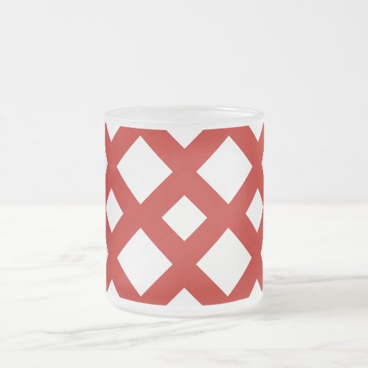 Witte diamanten op rood matglas koffiemok (Center)