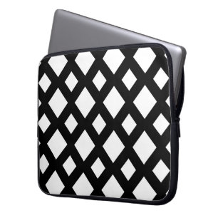 Witte diamanten op zwart laptop sleeve