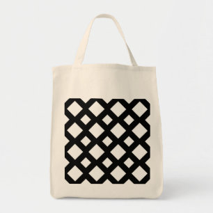 Witte diamanten op zwart tote bag