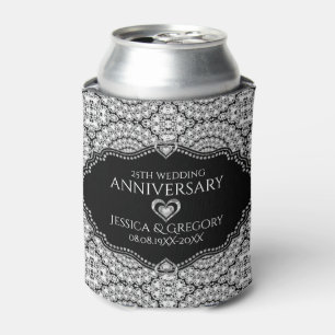 Witte Diamanten Patroon 25e bruiloft Jubileum Blikjeskoeler