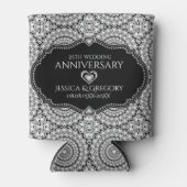 Witte Diamanten Patroon 25e bruiloft Jubileum Blikjeskoeler (Voorkant)