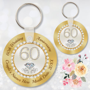 Witte Diamanten Persoonlijke 60e Verjaardag Favori Sleutelhanger