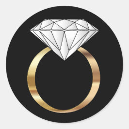 Witte Diamanten Ring Zwart Goud Verloving Bruiloft Ronde Sticker