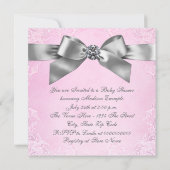 Witte Diamanten Roze en Grijs Baby shower Kaart (Achterkant)