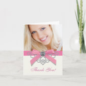 Witte Diamanten Roze Foto Dankkaartjes Bedankkaart (Voorkant)