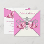 Witte diamanten roze Sweet 16 verjaardagsfeestje Kaart (Voorkant / Achterkant)