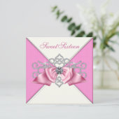 Witte diamanten roze Sweet 16 verjaardagsfeestje Kaart (Staand voorkant)