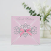 Witte diamanten roze Sweet 16 verjaardagsfeestje Kaart (Staand voorkant)