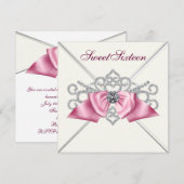 Witte diamanten roze Sweet 16 verjaardagsfeestje Kaart (Voorkant / Achterkant)
