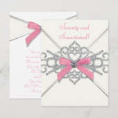 Witte Diamanten Roze Zeventigste Verjaardagsfeest Kaart (Voorkant / Achterkant)