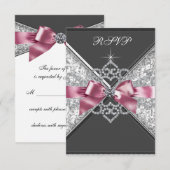 Witte Diamanten Roze Zwart RSVP (Voorkant / Achterkant)