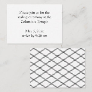 Witte Diamanten Tempel Afdichting Uitnodiging Informatiekaartje