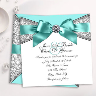 Witte Diamanten Turquoise Blauwe Trouw Kaart