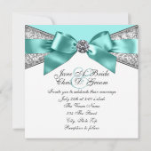 Witte Diamanten Turquoise Blauwe Trouwjurk Kaart (Achterkant)