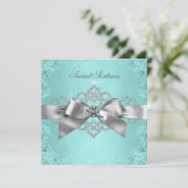 Witte diamanten turquoise verjaardagsfeest kaart (Staand voorkant)