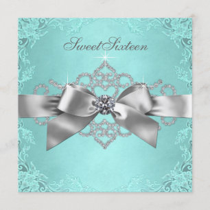 Witte diamanten turquoise verjaardagsfeest kaart