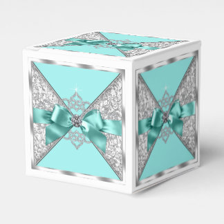 Witte diamanten turquoise zoete 16 verjaardagsfees bedankdoosjes