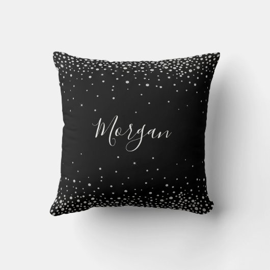 Witte diamanten, witte scriptnaam, zwarte Vs 2 Kussen (Achterkant)