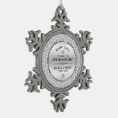 Witte diamanten & zilveren 25e bruiloft tin sneeuwvlok ornament (Links)