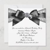 Witte Diamanten Zwart Wit Sweet 16 Verjaardagsfees Kaart (Achterkant)