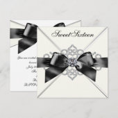 Witte Diamanten Zwart Wit Sweet 16 Verjaardagsfees Kaart (Voorkant / Achterkant)