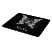 Witte Diamond Vlinder, DIY Script Naam, Zwart Snijplank (Hoek)