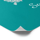 Witte Diamond Vlinder, Script Naam, Diep Teal Poster (Hoek)