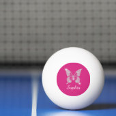 Witte Diamond Vlinder, Script Naam, Fuchsia Pingpongbal (Net)