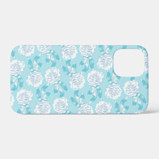 Witte dianthus anjers aqua blauw Case-Mate iPhone case (Achterkant (horizontaal))