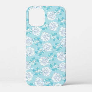 Witte dianthus anjers aqua blauw iPhone 12 mini hoesje