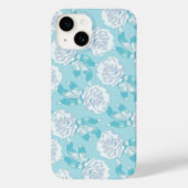 Witte dianthus anjers aqua blauw Case-Mate iPhone case (Achterkant)