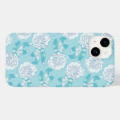Witte dianthus anjers aqua blauw Case-Mate iPhone case (Achterkant (horizontaal))