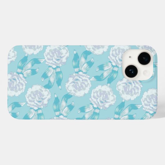 Witte dianthus anjers aqua blauw Case-Mate iPhone case (Achterkant (horizontaal))