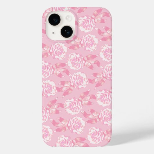 Witte dianthus anjers op bleek roze Case-Mate iPhone case (Achterkant)