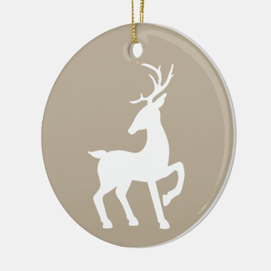 Witte dieper op beige en aangepaste tekst achteraa keramisch ornament (Links)