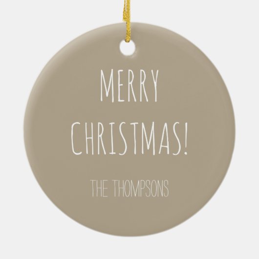 Witte dieper op beige en aangepaste tekst achteraa keramisch ornament (Achterkant)