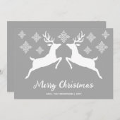 Witte dieper op grijs met sneeuwvlokken en tekst feestdagenkaart (Voorkant / Achterkant)