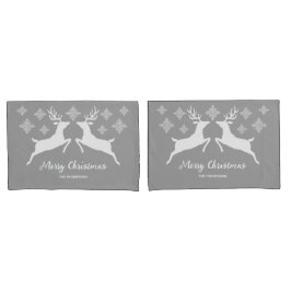 Witte dieper op grijs met sneeuwvlokken en tekst kussensloop