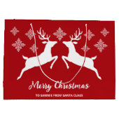 Witte dieper op rood met sneeuwvlokken en tekst groot cadeauzakje (Achterkant)